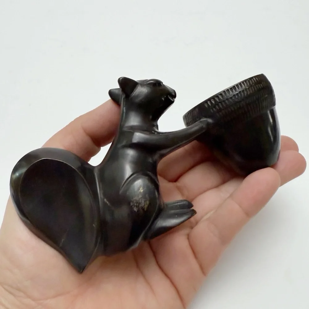 Crate & Barrel Dark Brown Metal Squirrel with Acorn Votive Candle Holder